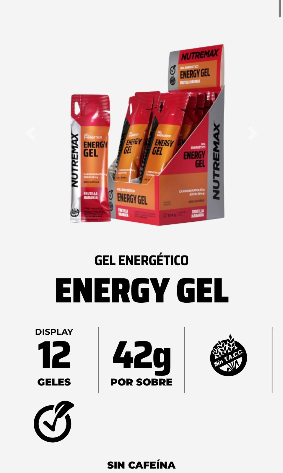 Nutremax Energy Gel - Caja x 12 unidades - Imagen 7